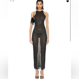 Fleur Du Mal Sheer knit racer dress in black